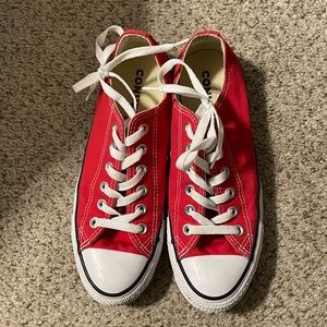 Low top red Converse, women 8, men 6, worn twice